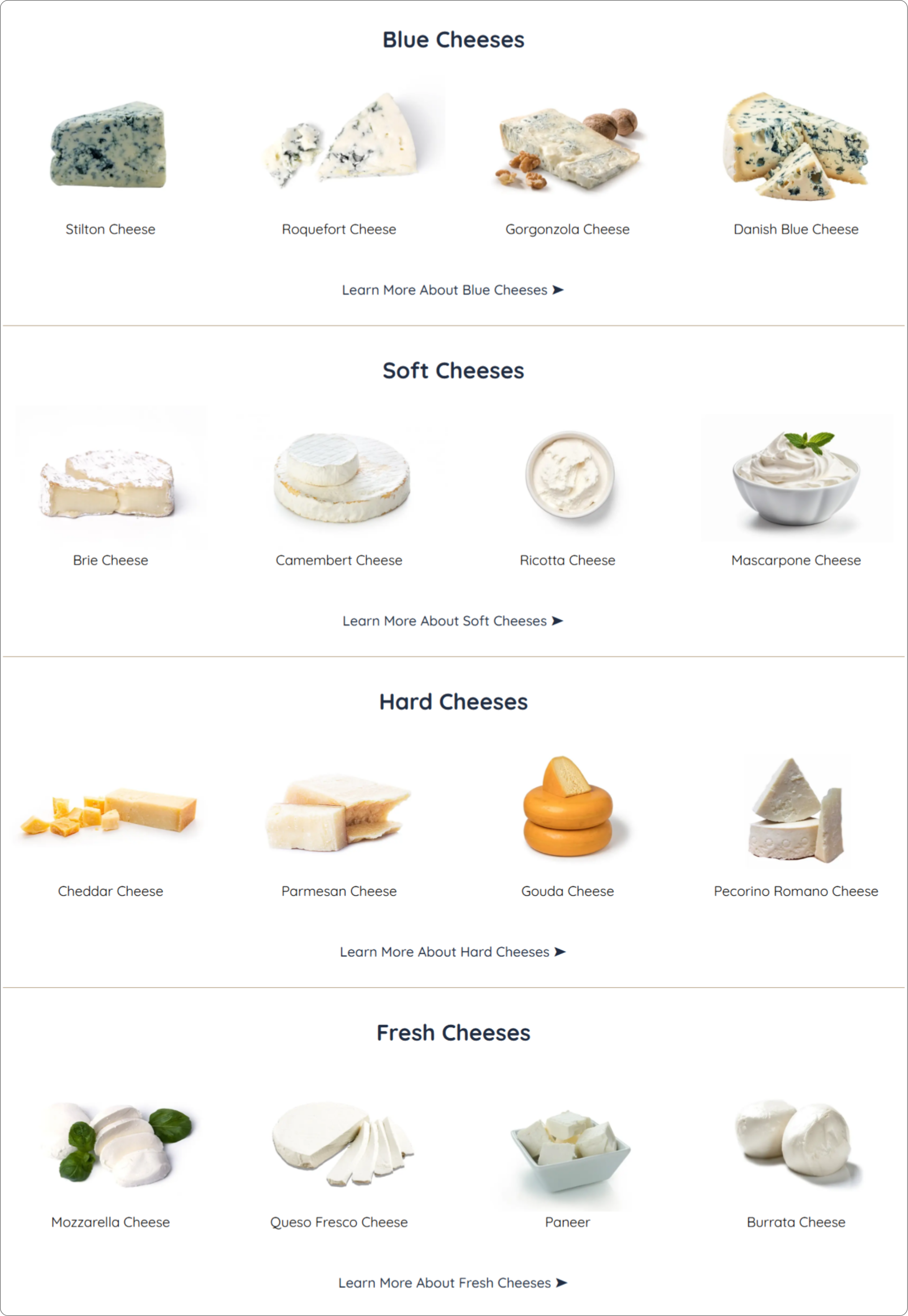 Ashton's cheeses categories list.
