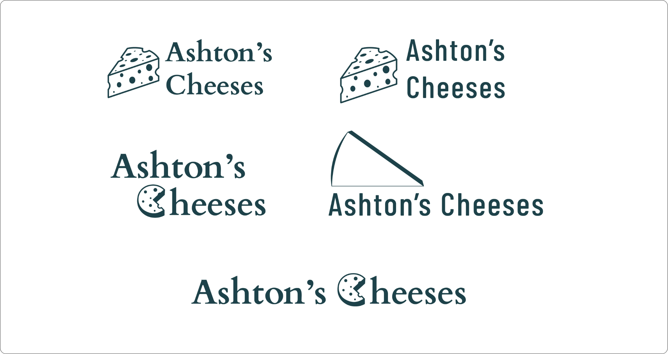 Ashton's cheeses logo explorations using fonts.