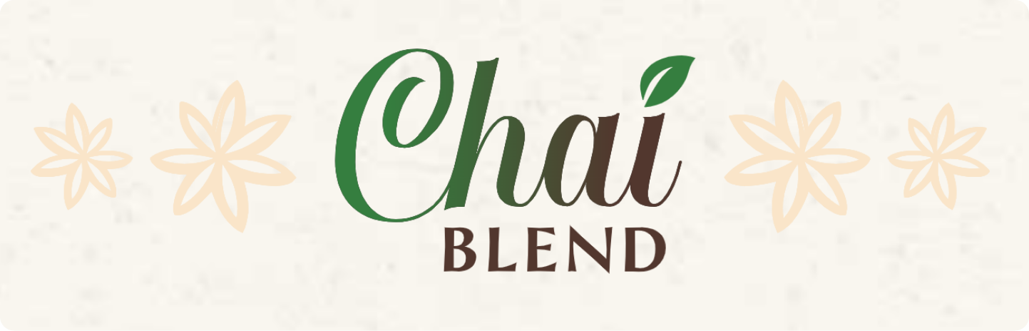 Final Chaiblend logo with floral pattern background