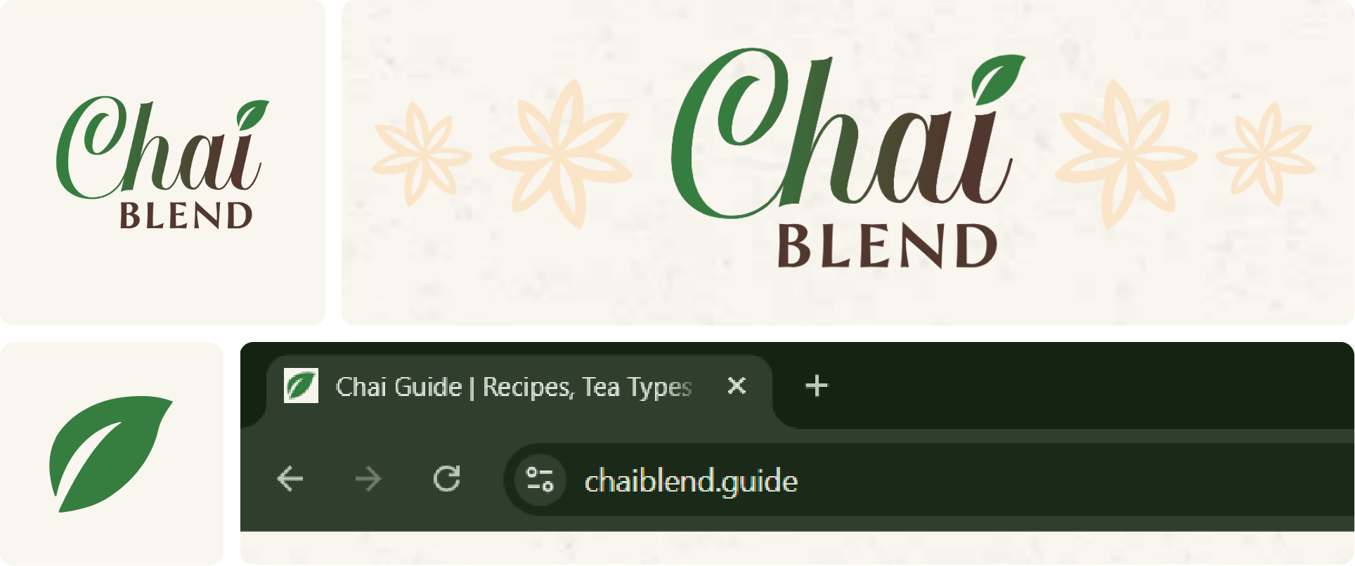 Final Chaiblend logo design and favicon overview